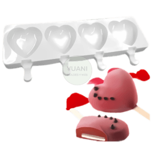 Molde para paleta corazón 4 cavidades