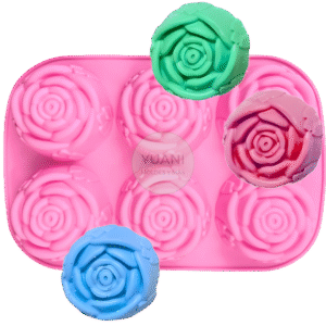 Molde jabones/velas/muffins rosas x 6
