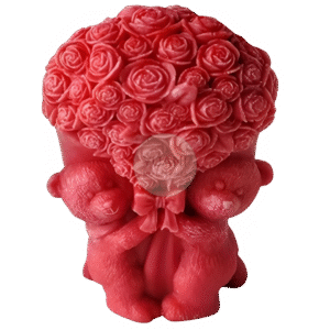Molde ositos con ramo de rosas