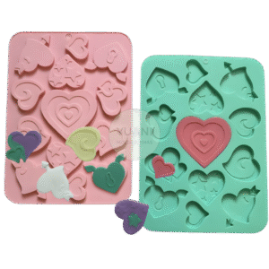 Molde corazones chatos con diseños