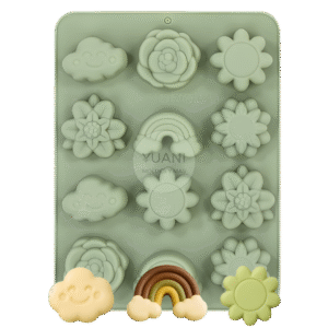 Molde flores, nube, arcoiris