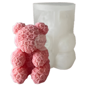 Molde oso sentado textura rosas