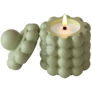 Molde porta velas con tapa, textura burbujas