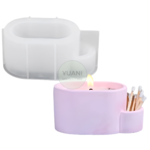 Molde porta velas ovalado con porta fósforos