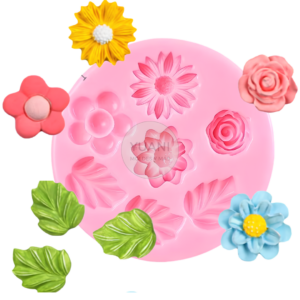 Molde mini flores y hojas fondant